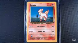 Miscut ERROR Reverse Side 1999 Pokemon Base Set Unlimited Ponyta 60 LP - Image 2