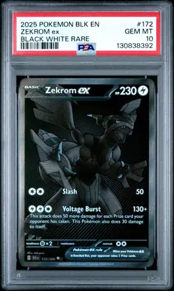 Pokemon Zekrom ex Black Bolt Black White Rare #172 PSA 10 Gem Mint - Image 1