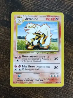 Pokemon Arcanine 23/102 Base Set UK Print 1999-2000 - Image 1