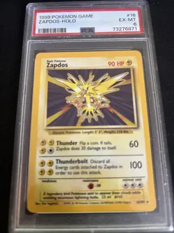 Pokemon Base Set Unlimited Zapdos Holo PSA 6 #16 Excellent-mint - Image 1