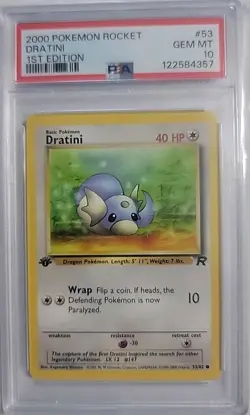 PSA 10 Dratini 53/82 2000 Pokemon Rocket 1st Edition Common Gem Mint WOTC - Image 1