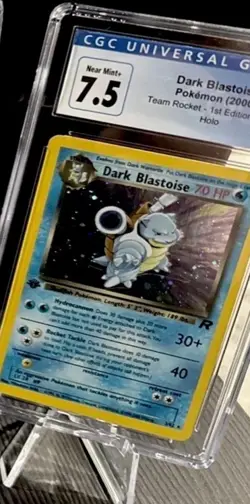 Pokemon Dark Blastoise 3/82 Team Rocket 1st Edition Holo SWIRL PSA 7.5 NM+ - Image 2