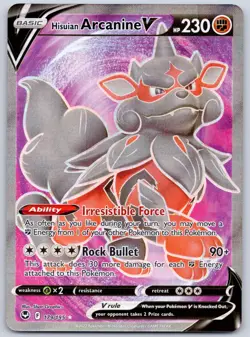 Hisuian Arcanine V (Full Art) 179/195 (NM) - Silver Tempest Pokemon TCG - Image 1
