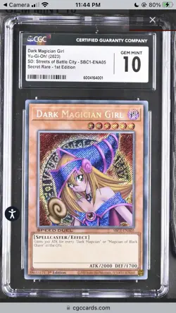 2023 Yugioh Speed Duel SBC1 Dark Magician Girl CGC 10 - Image 1