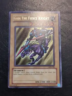 Yu-Gi-Oh! ULTRA RARE GAIA THE FIERCE KNIGHT LOB-006 1996 VINTAGE PRINT NM/VLP - Image 1