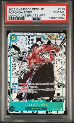 2023 ONE PIECE JPN OP06-WINGS OF THE CAPTAIN #118 RORONOA ZORO PSA 10 - Image 1