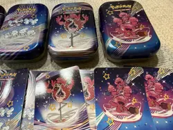 Set Of 5 EMPTY Paldean Fates Mini Tins w/Art Card And Sticker - NO BOOSTER PACKS - Image 3