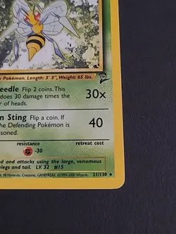 Beedrill 017/102 Base Set Regular Pokemon Card Near Mint -LP Vintage Card - Image 5