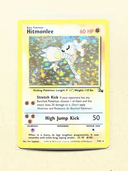 Pokemon Hitmonlee Fossil Holo Rare 60HP Unlimited 7/62 English 1999 Card - Image 1