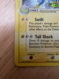 Pokemon Manectric 7/106 EX Emerald Reverse Holo Stamped Rare Card LP - Image 4