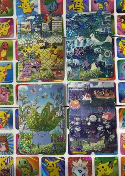 Pokemon Vintage Pocket Monsters Vending HOLO Prism (4x) Stickers 1998 Nintendo - Image 1