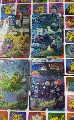 Pokemon Vintage Pocket Monsters Vending HOLO Prism (4x) Stickers 1998 Nintendo - Image 4