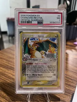 2006 POKEMON EX CRYSTAL GUARDIANS #4 CHARIZARD-REVERSE FOIL PSA 7 - Image 4