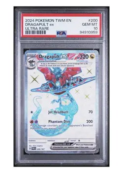 2024 POKEMON TWM EN #200 DRAGAPULT EX ULTRA RARE PSA 10 TWILIGHT MASQUERADE - Image 1