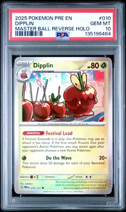 2025 POKEMON PRE EN-PRISMATIC EVOLUTIONS MASTER BALL REVERSE HOLO DIPPLIN PSA 10 - Image 1