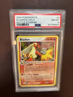 Blaziken Pokemon Ruby & Sapphire 3/109 2033 EX Battle Stadium Holo PSA 8 - Image 1