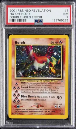 2001 POKEMON NEO REVELATION DOUBLE HOLO ERR #7 HO-OH-HOLO PSA 7 - Image 1