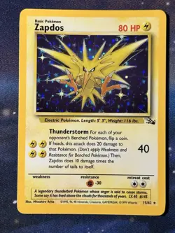 Zapdos 15/62 CORRECTED Holo Holographic Rare Fossil WoTC 1999 Pokemon LP - Image 1