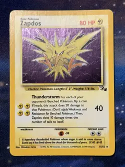 Zapdos 15/62 CORRECTED Holo Holographic Rare Fossil WoTC 1999 Pokemon LP - Image 4