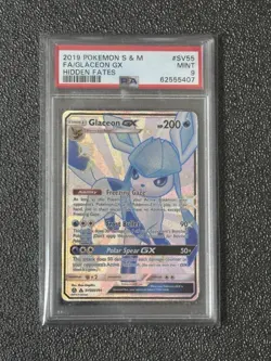 Pokemon Hidden Fates: Shiny Vault Glaceon GX SV55 Full Art Holo PSA 9 - Image 1