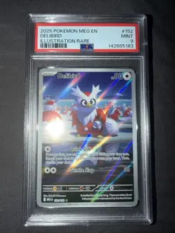 2025 POKEMON MEG EN-MEGA EVOLUTION ILLUSTRATION RARE #152 DELIBIRD PSA 9 - Image 1