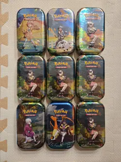 Lot of 9 - Pokemon Crown Zenith Mini Tins 1 Art Set + 4 Marnie - Factory Sealed - Image 1