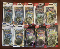 Pokemon TCG Lot of 10 Blister Packs with Promo Cards and Coin New Sealed - Image 1
