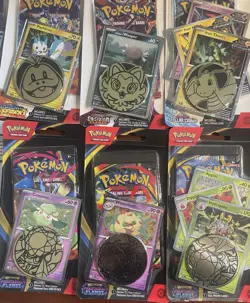 Pokemon TCG Lot of 10 Blister Packs with Promo Cards and Coin New Sealed - Image 4