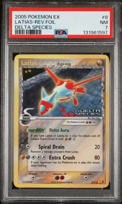 2005 POKEMON EX DELTA SPECIES #8 LATIAS-REVERSE FOIL PSA 7 - Image 1