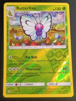 Pokemon Sun & Moon Base Set - Butterfree 3/149 - Reverse Holo Rare - Image 1