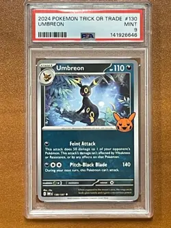 MINT PSA 9 Trick or Trade 2024 Umbreon 130/197 Regular Uncommon Pokemon TCG - Image 1