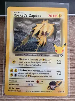 Pokemon TCG Rockets Zapdos Holo Classic Collection 15/132 Celebrations - Image 1