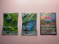 Pokemon S&V 151 Bulbasaur, Ivysaur & Venusaur Ex Art Rare 3 Card English Lot NM - Image 1