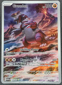 Pokemon TCG Groudon Paradox Rift 199/182 Holo Illustration Rare NM - Image 1