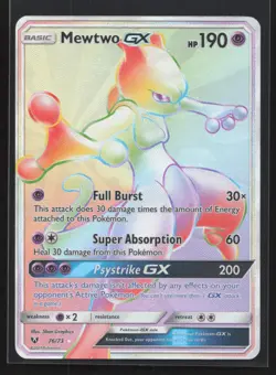 Secret Rare Rainbow Mewtwo GX 76/73 Pokemon TCG - Shining Legends NM - Image 1
