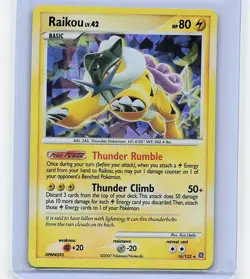 2007 Pokemon TCG DP Secret Wonders Raikou Cracked Ice Holo 16/132 (LP++) - Image 1