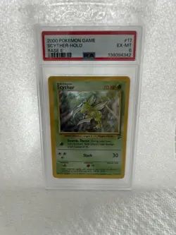 2000 Pokemon TCG Base Set 2 Scyther #17 Holo Rare PSA EX-MT 6 - Image 1