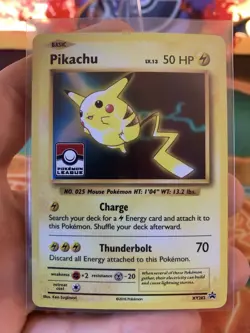 2016 Pokemon League Stamped Pikachu Holo XY202 - LP - Image 2