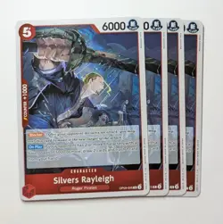 4 x Silvers Rayleigh OP09-005 Holo Foil Rare One Piece TCG Card Game Playset NM - Image 1