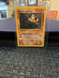 Pokemon TCG Blaine's Moltres Gym Heroes Holo Card 1/132 Unlimited Rare LP-MP - Image 1