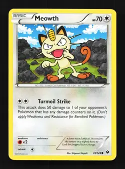 Meowth 74/124 LP Fates Collide English Pokemon Card TCG - Image 1