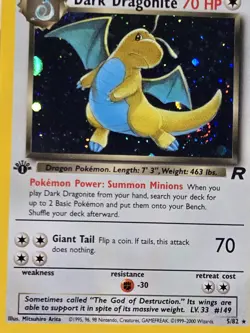 Pokemon Dark Dragonite Holo Rare TCG Card 1st Edition 5/82 SWIRL Nm - Image 4
