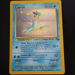 Pokemon TCG Lapras Fossil Holo Unlimited Rare Card 10/62 Vintage - Image 1