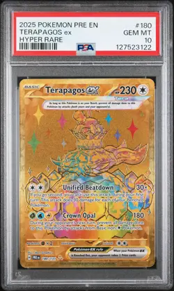 2025 POKEMON PRE EN-PRISMATIC EVOLUTIONS HYPER RARE #180 TERAPAGOS EX PSA 10 - Image 1