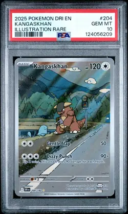2025 POKEMON DRI EN-DESTINED RIVALS ILLUSTRATION RARE #204 KANGASKHAN PSA 10 - Image 1