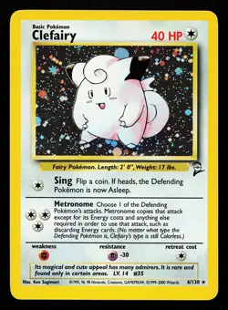 Clefairy 6/130 Holo Rare Base Set 2 Pokemon Card - Image 1
