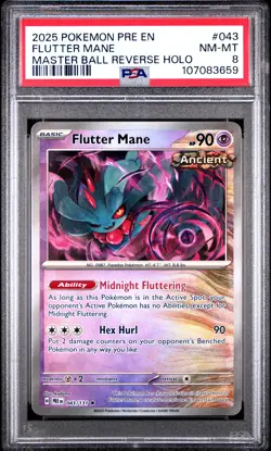 2025 POKEMON PRE EN-PRISMATIC EVOLUTIONS #043 FLUTTER MANE PSA 8 - Image 1