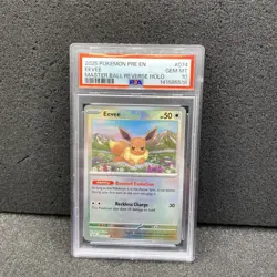 Eevee - 074/131 PSA 10 Prismatic Evolutions MASTER BALL Holo Pokemon - GEM MINT - Image 1