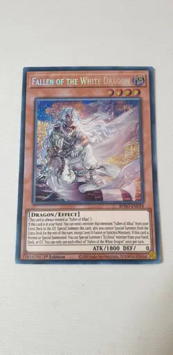 YUGIOH BPRO EN024 Fallen of the White Dragon Secret Rare 1st Edition Drachen - Image 1