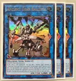 Yugioh! 3x Ancient Gear Ballista RA03-EN046 Ultra Rare 1st Ed NM - Image 1